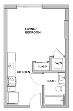 S2 - Studio Primary Bedroom Private Bathroom floor plan
